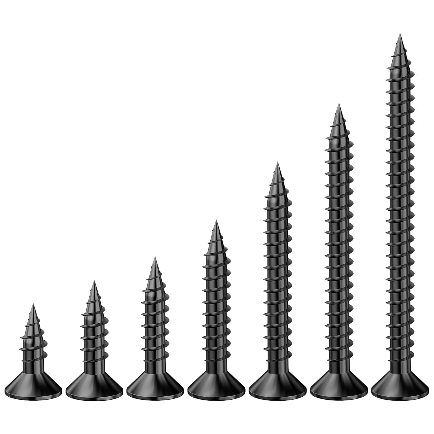 (300Pcs) #8x1-1/2 Black Wood Screw Quick Metal Self Tapping Flat Head - Image 3