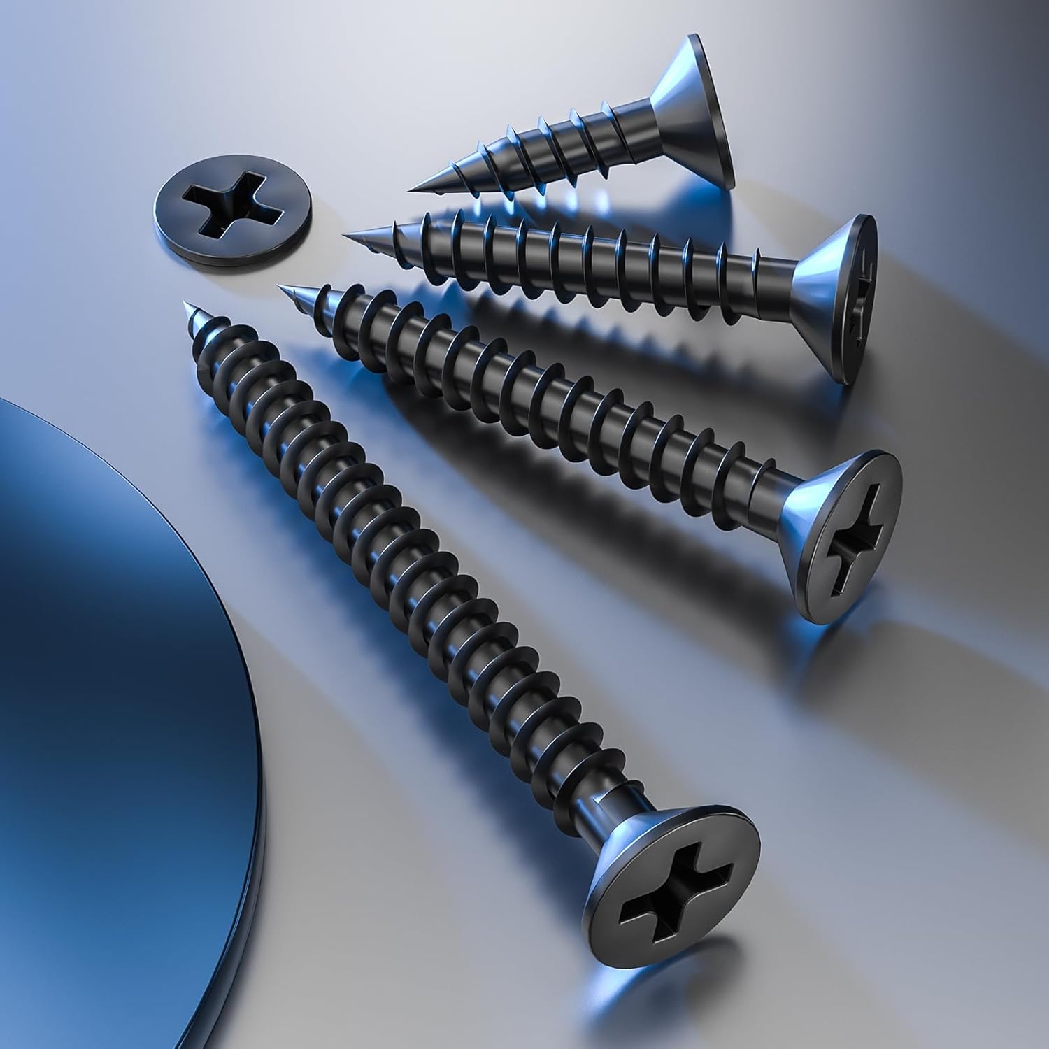 (300Pcs) #8x1-1/2 Black Wood Screw Quick Metal Self Tapping Flat Head - Image 5