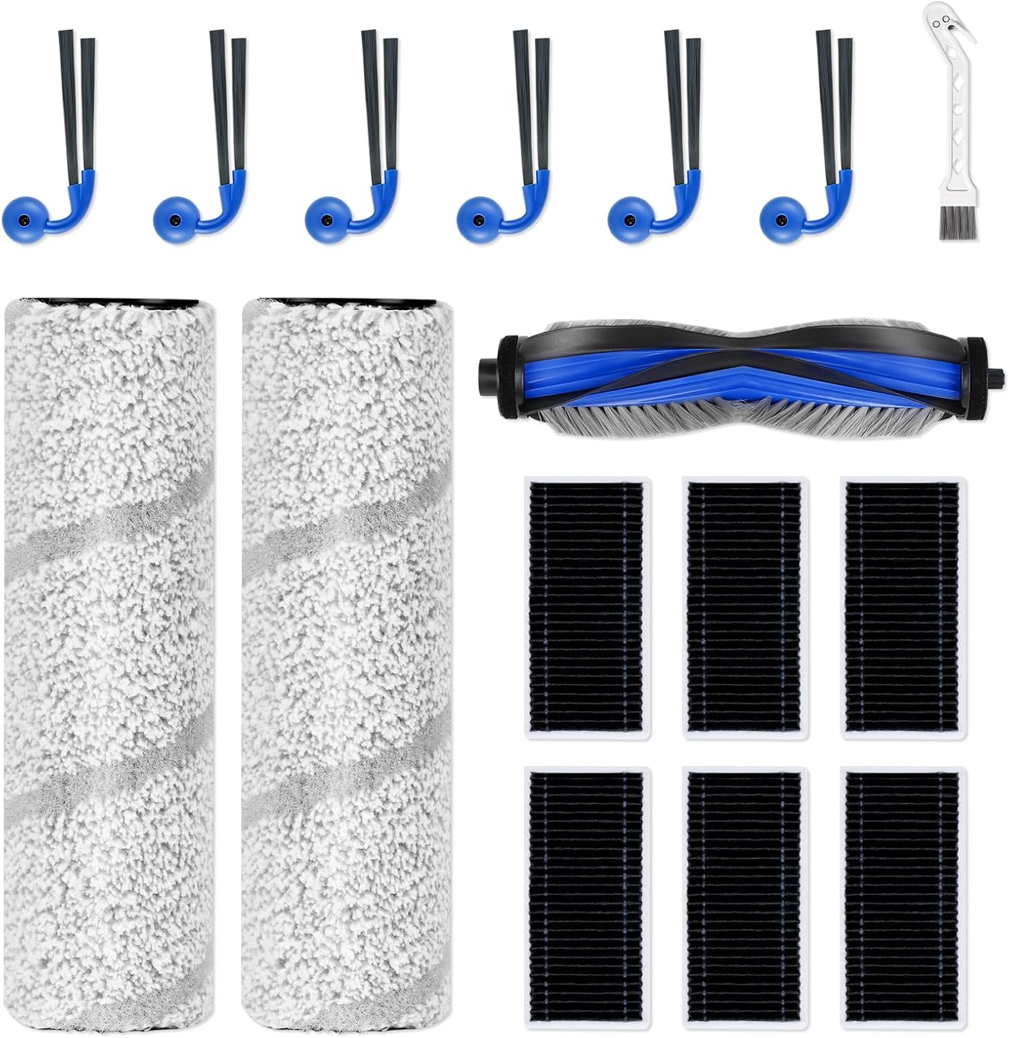 15Pcs Replacement Accessories Compatible with Ecovacs Deebot X11 Pro Omni / X11 OmniCycloneRobot Vacuum Cleaner,Parts Include 1 Main Brh,2 Roller Mop Pads,6 Hepa Filters,6 Side Brh - Image 1