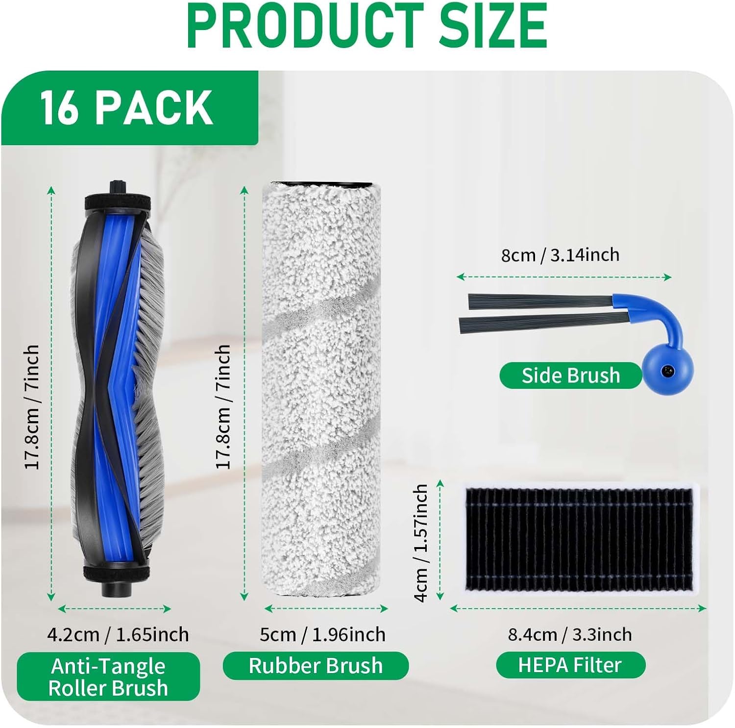 15Pcs Replacement Accessories Compatible with Ecovacs Deebot X11 Pro Omni / X11 OmniCycloneRobot Vacuum Cleaner,Parts Include 1 Main Brh,2 Roller Mop Pads,6 Hepa Filters,6 Side Brh - Image 2