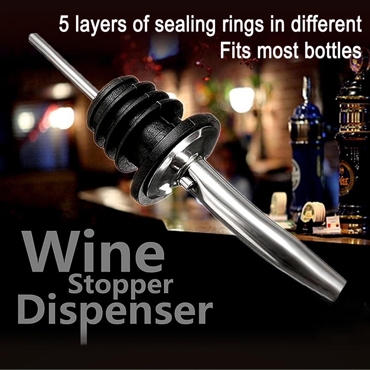 60 Pack Stainless Steel Liquor Pour Spouts with Rubber Caps, Bottle Pourers for Wine, Oil, Vinegar, and Alcohol – Bartender Bar Tools and Accessories - Image 5