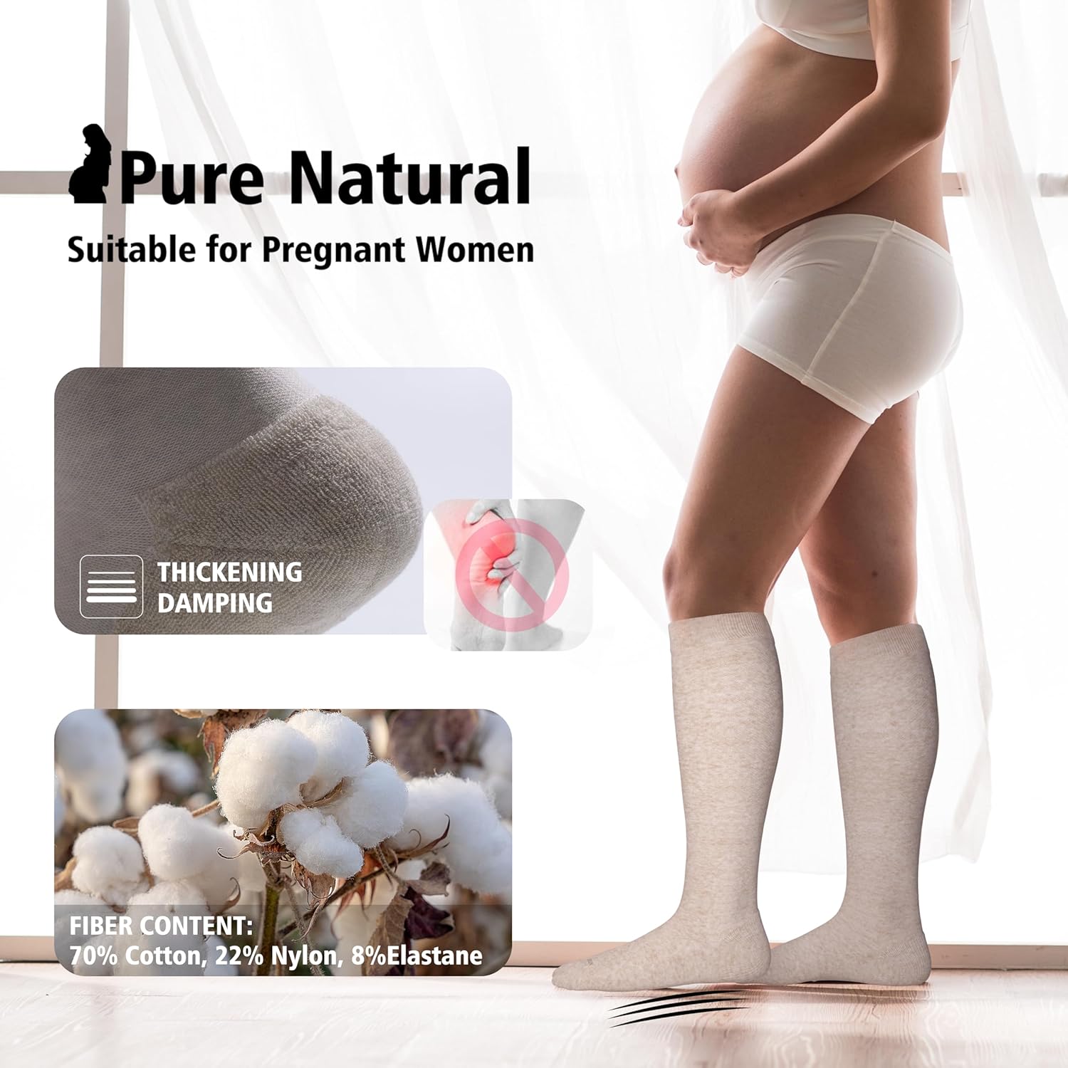 Cotton Compression Socks for Women&Men 20-30mmHg Knee High Cute Support Sock for Nurses Pregnancy Travel - Image 4