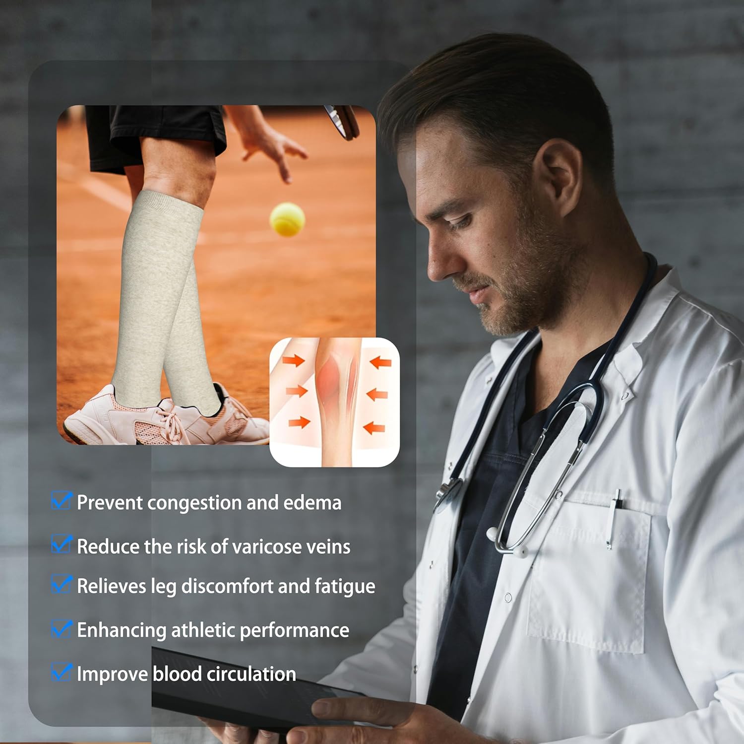 Cotton Compression Socks for Women&Men 20-30mmHg Knee High Cute Support Sock for Nurses Pregnancy Travel - Image 6