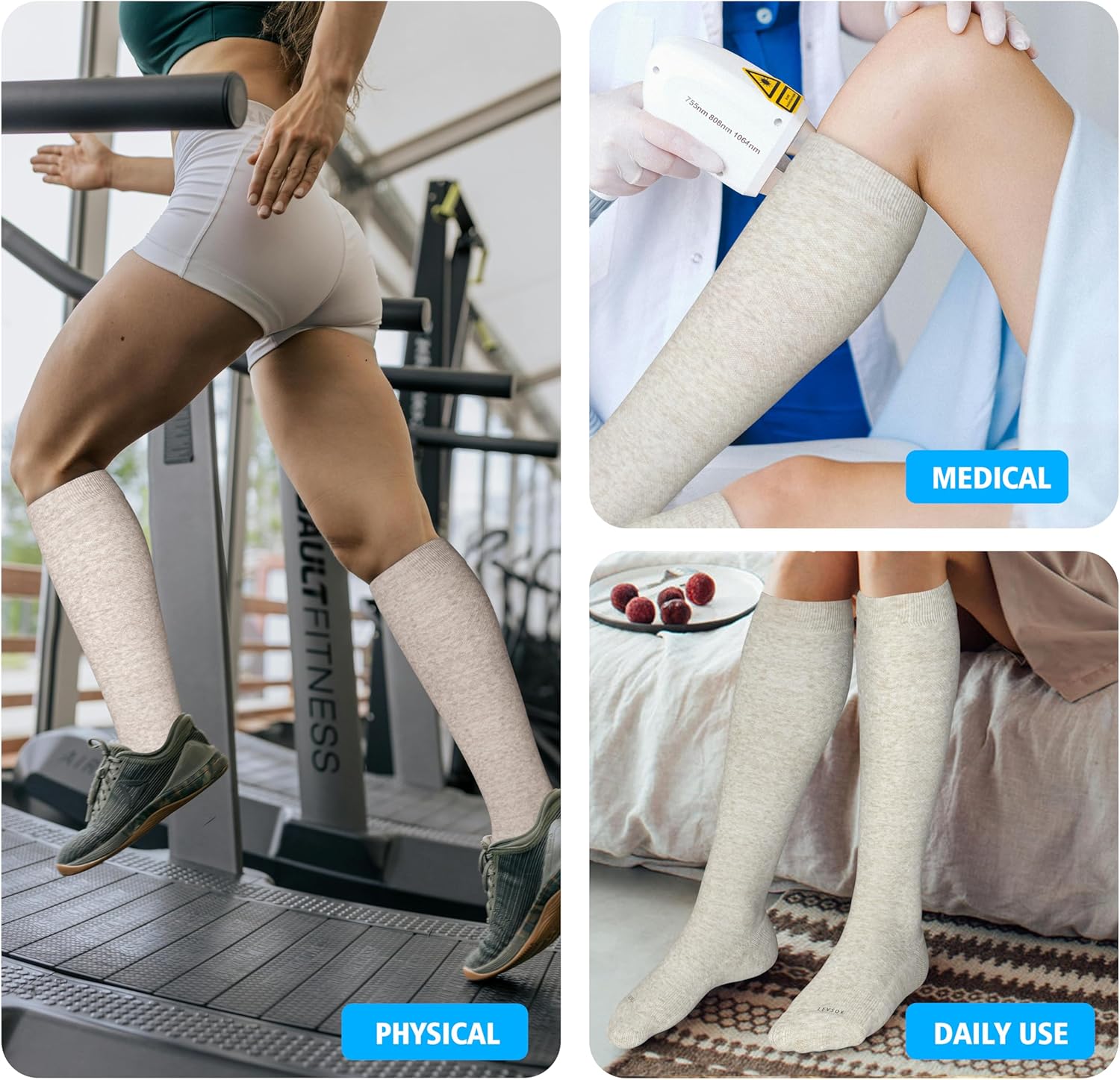Cotton Compression Socks for Women&Men 20-30mmHg Knee High Cute Support Sock for Nurses Pregnancy Travel - Image 7