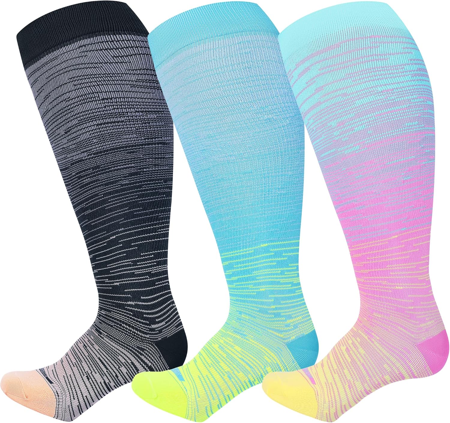 Pl Size Compression Socks for Women Men Wide Calf Extra Large 15-20 mmHg Knee High Sock for Nurses Pregnant Travel - Image 1