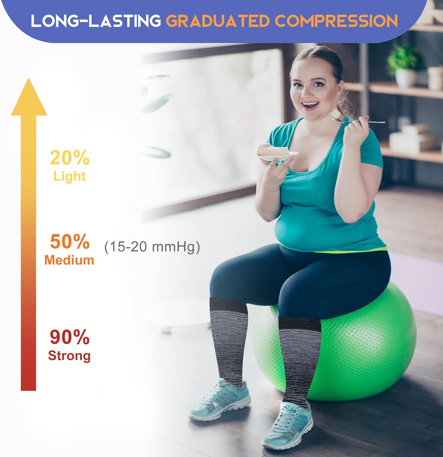 Pl Size Compression Socks for Women Men Wide Calf Extra Large 15-20 mmHg Knee High Sock for Nurses Pregnant Travel - Image 4