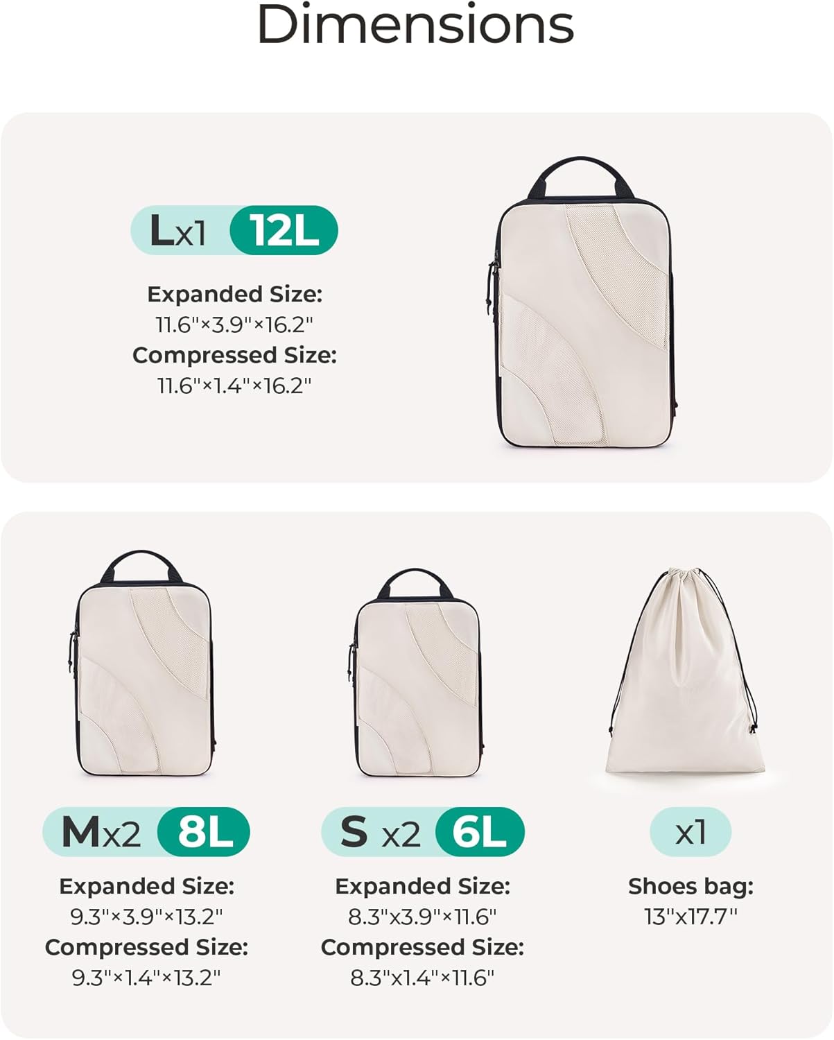 Compression Packing Cubes, 6 Set/4 Set/2 Set Travel Packing Cubes for Carry on Suitcases, Compression Suitcase Organizers Bag Set & Travel Cubes for Luggage, Lightweight Packing Organizers - Image 2