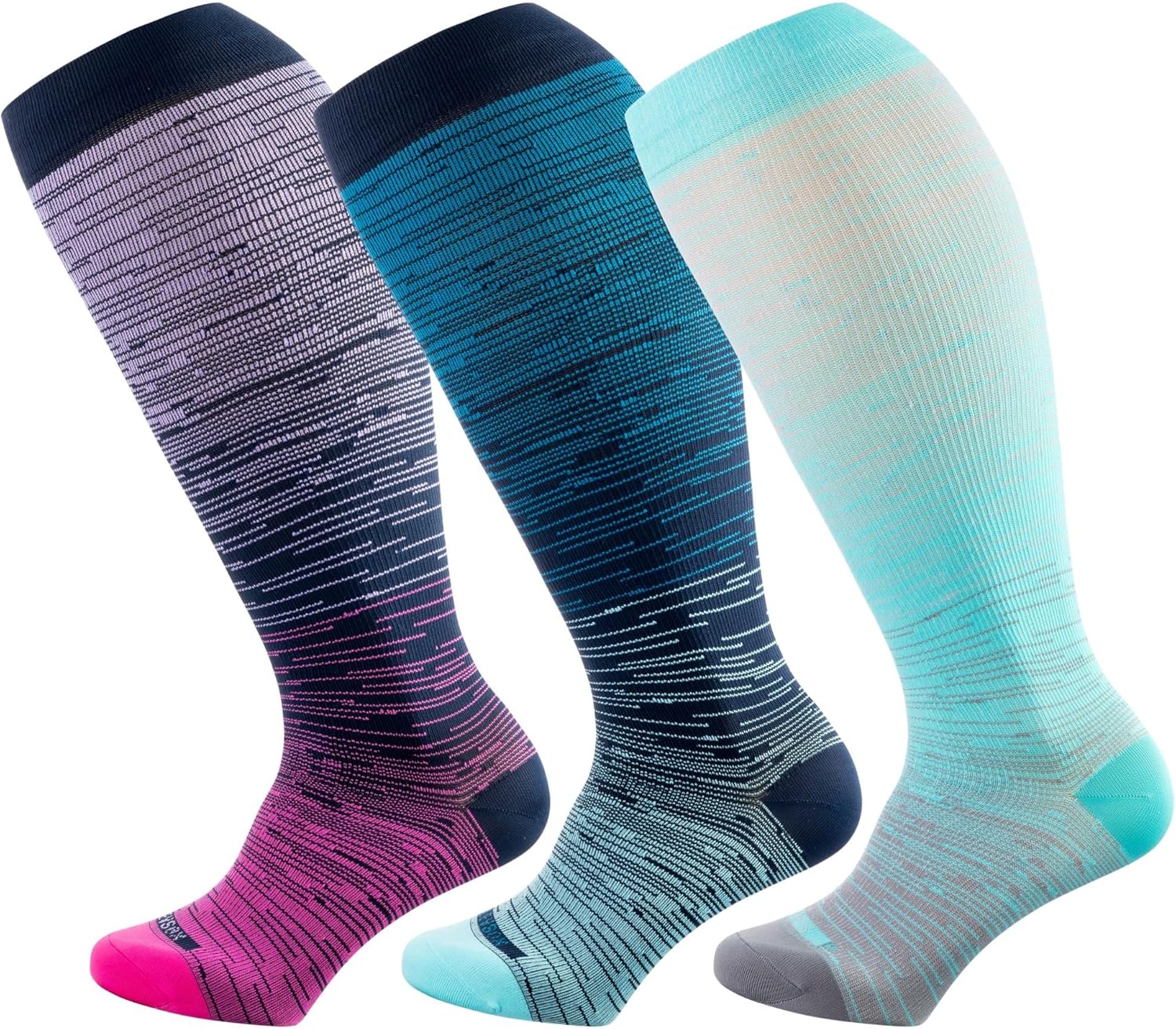 Wide Calf Compression Socks for Women & Men Extra Large Size Support Socks for Nurses Running Pregnant Travel, 15-20 mmHg - Image 1