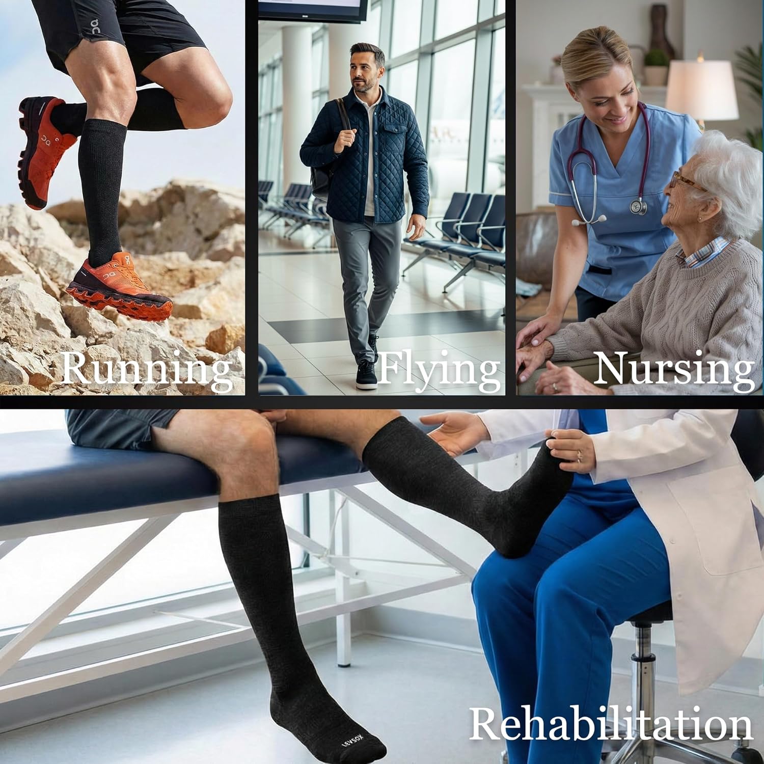 Bamboo Viscose Graduated Compression Socks for Women&Men - Chioned Knee-High 20-30 mmHg Support Socks - Image 2