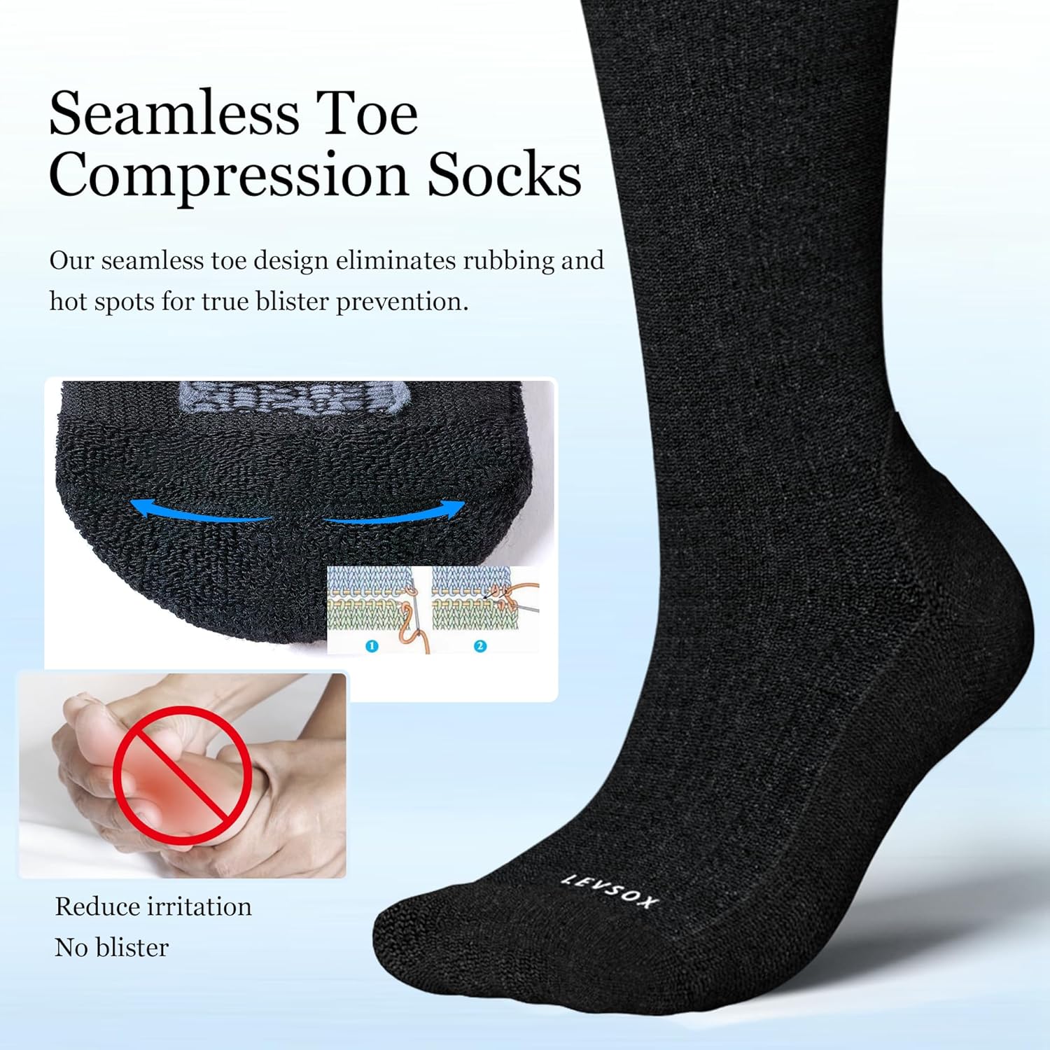 Bamboo Viscose Graduated Compression Socks for Women&Men - Chioned Knee-High 20-30 mmHg Support Socks - Image 4