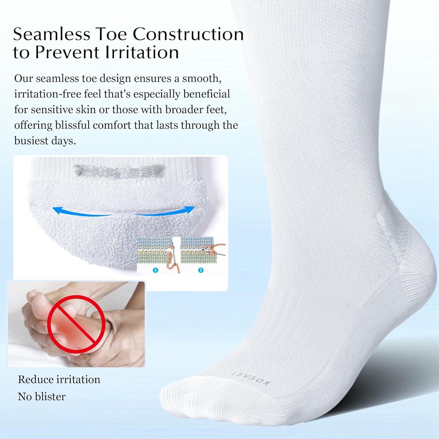 Wide Calf Chioned Compression Socks for Men & Women, Made with Viscose from Bamboo 15-20 mmHg, Knee High Support Stockings for Circulation - Image 3