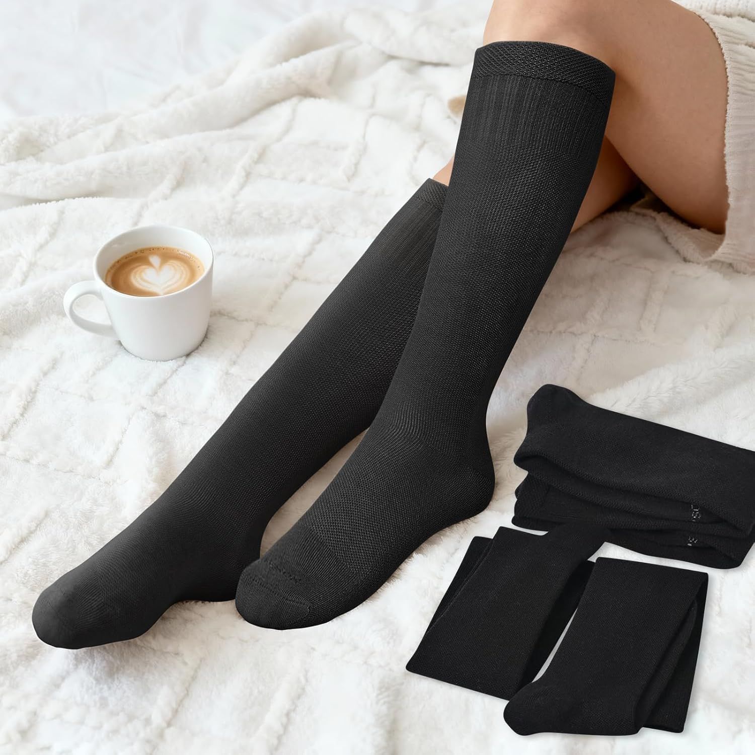 Thick Merino Wool Compression Socks for Women and Men 20-30mmHg Knee High Support Socks for Flying Nurses Pregnancy - Image 5
