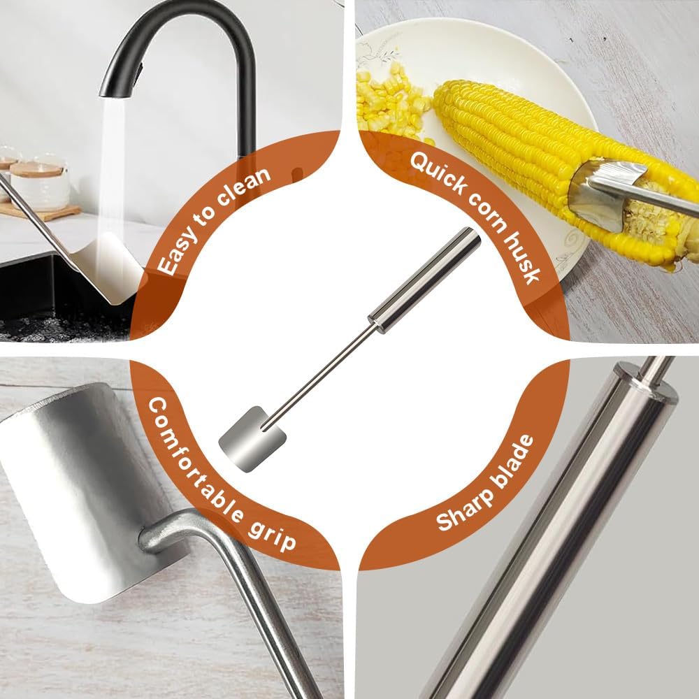 Easy Clean Corn Cob Peeler, 2025 Upgraded Stainless Steel Corn Stripper for Corn on the Cob, Fast and Safe, Suitable for Home Kitchens, Restaurant Chefs, Outdoor Dining Enthusiasts (1 pcs) - Image 7