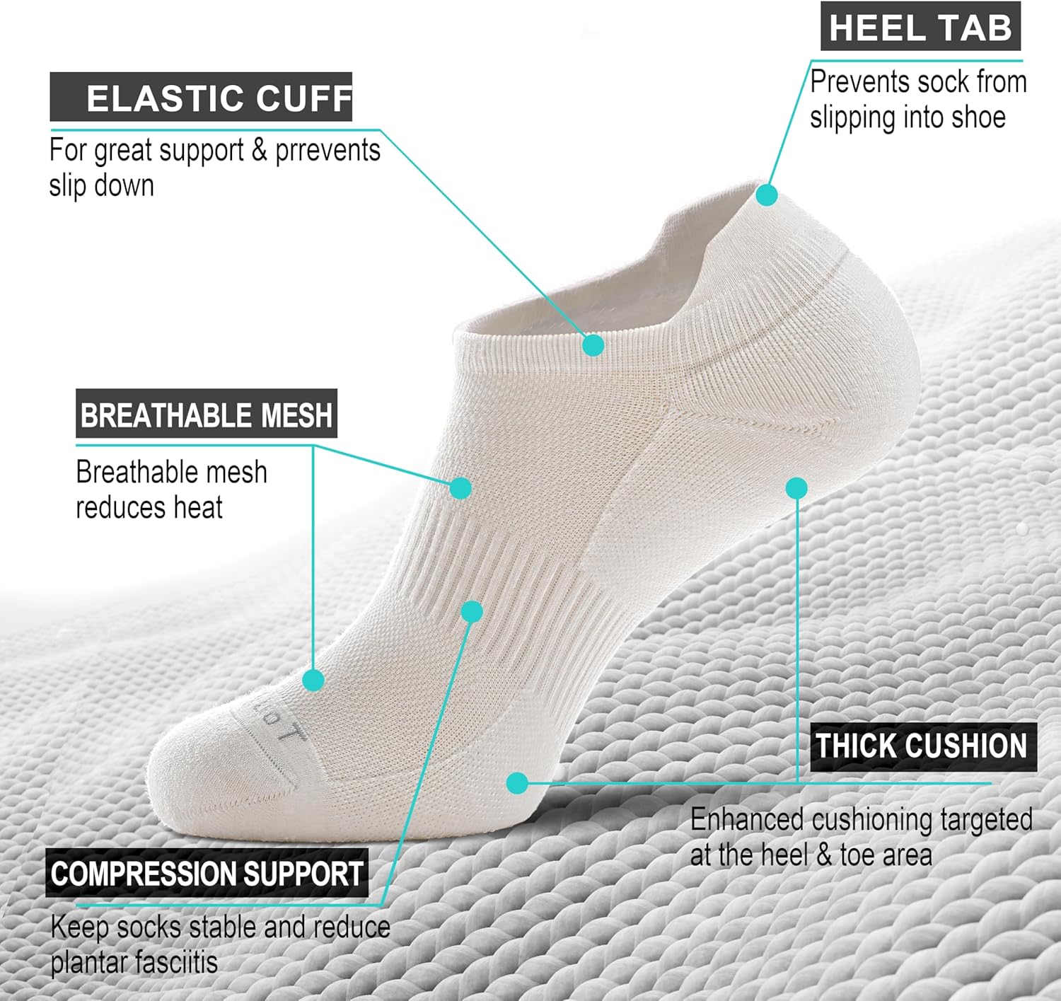 Toughland Merino Wool Socks for Men & Women – 80% Merino Wool, No Show, Lightweight, Chioned for Running, Hiking - Image 4