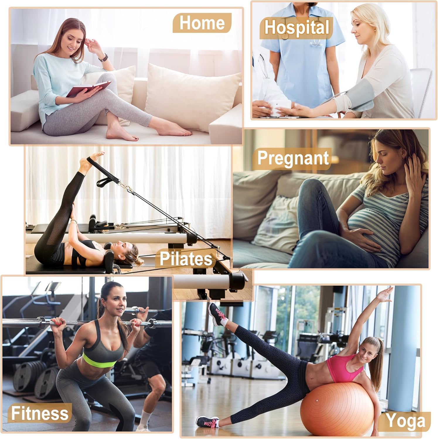 Pilates Socks with Grips for Women Long Slouch Non-Slip Yoga Barre Chioned Workout Scrunch Socks 3 Pairs - Image 2