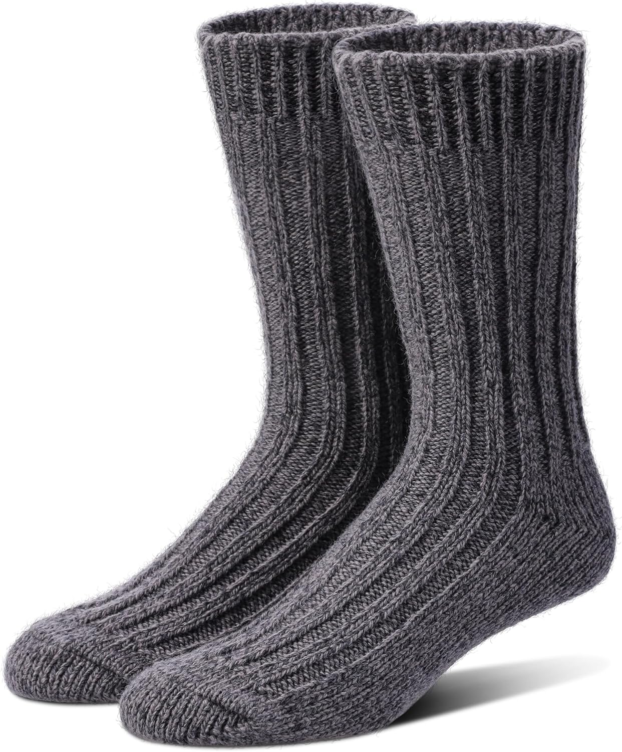 97% Merino Wool Crew Socks for Men & Women 2 Pairs – Classic Rib, Thick Wool Socks for Hiking, Work, Ski - Image 1