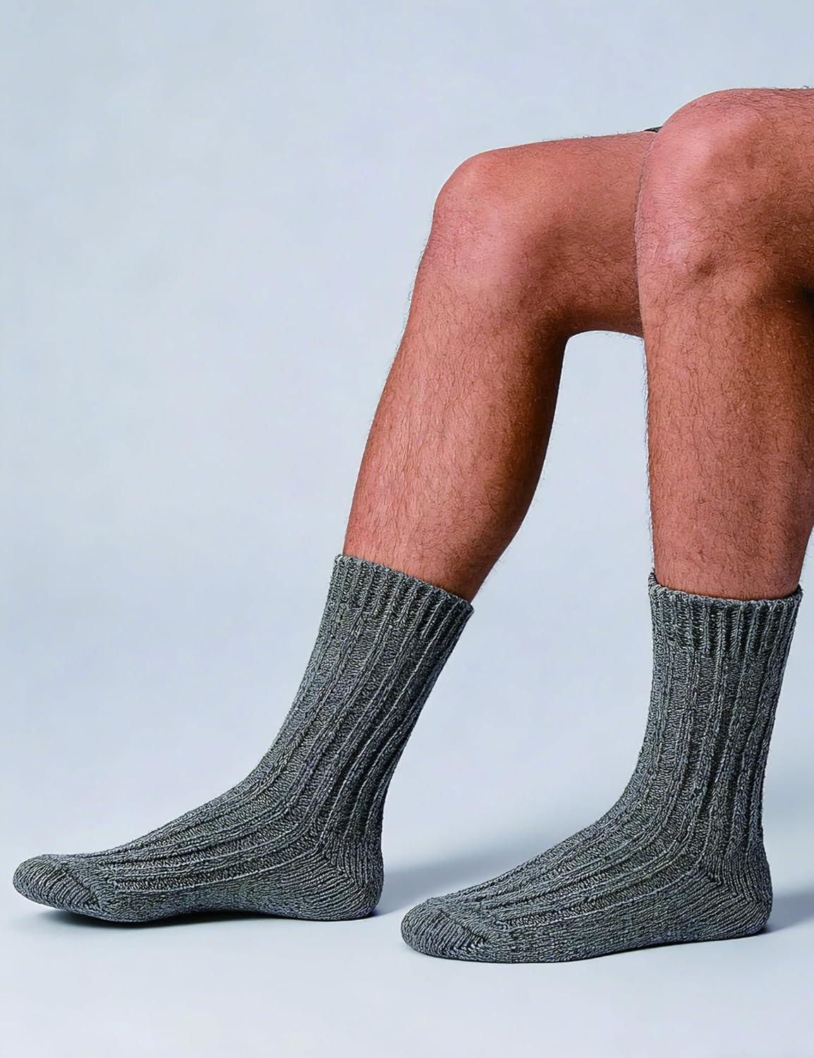 97% Merino Wool Crew Socks for Men & Women 2 Pairs – Classic Rib, Thick Wool Socks for Hiking, Work, Ski - Image 2