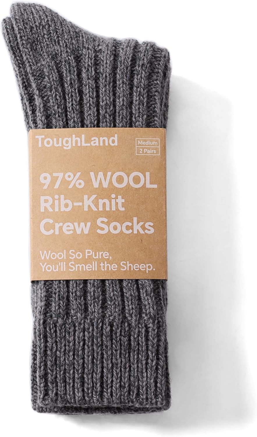 97% Merino Wool Crew Socks for Men & Women 2 Pairs – Classic Rib, Thick Wool Socks for Hiking, Work, Ski - Image 5