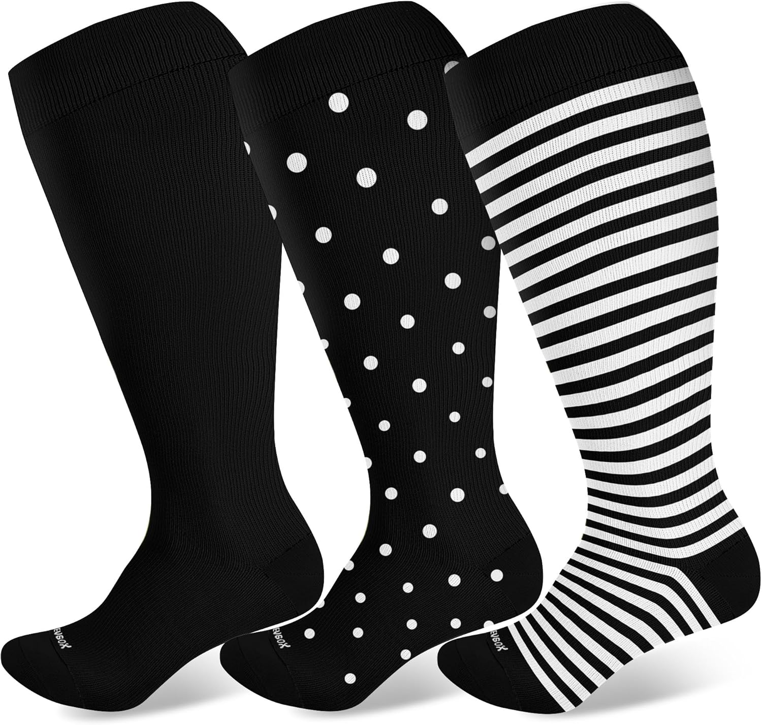 Pl Size Compression Socks Wide Calf Men&Women 20-30 mmhg Knee High Support Socks for Medical, Nurse, Diabetic - Image 1