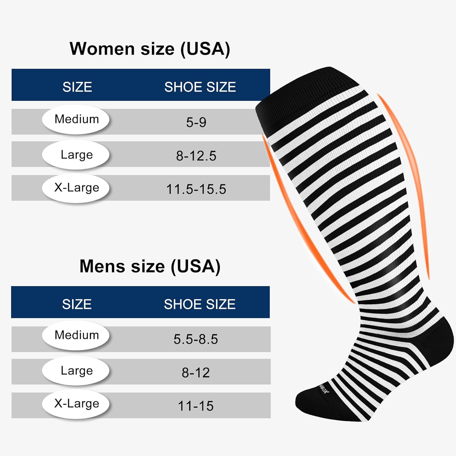 Pl Size Compression Socks Wide Calf Men&Women 20-30 mmhg Knee High Support Socks for Medical, Nurse, Diabetic - Image 2