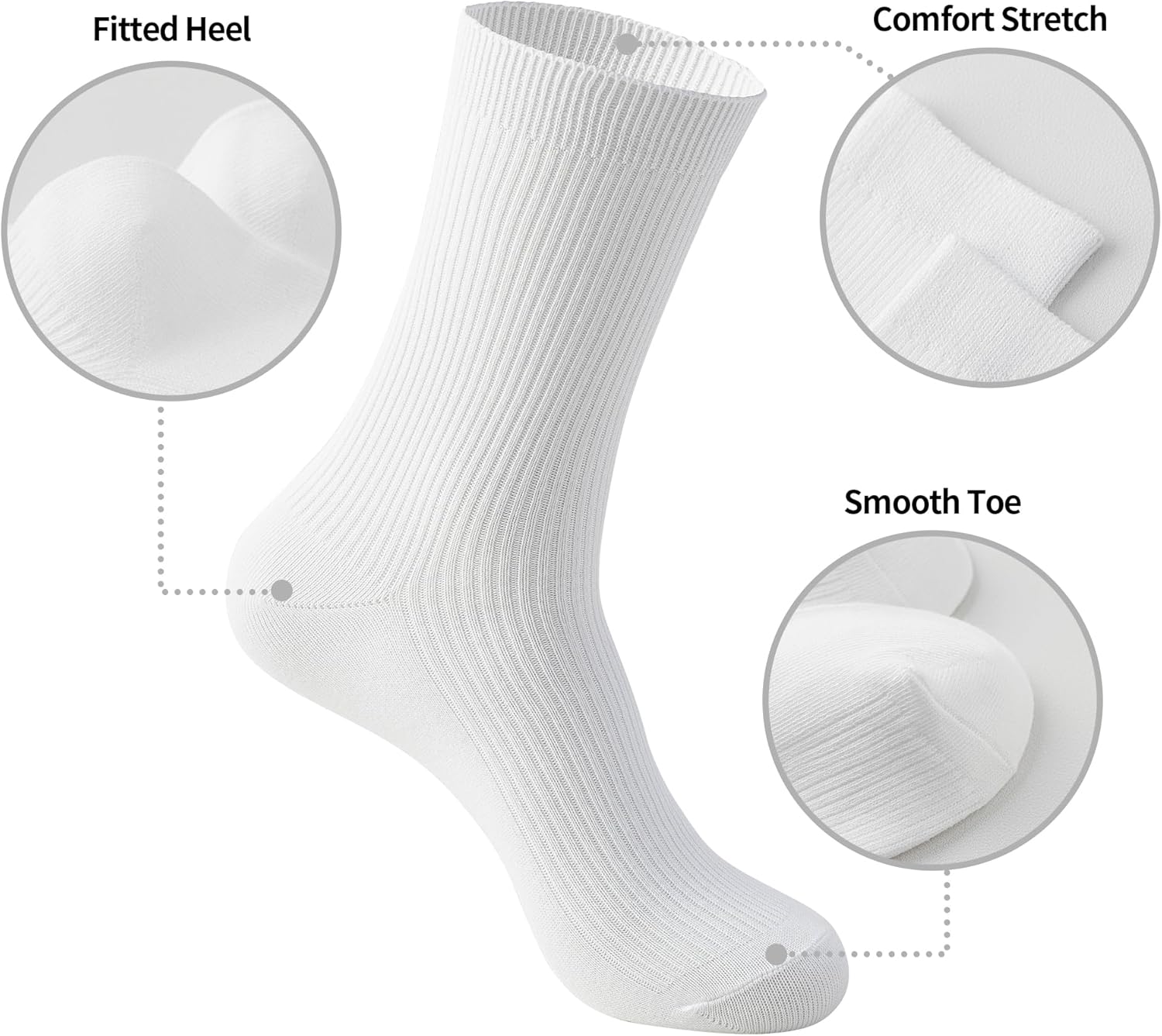 Women’s Combed Cotton Socks 5 Pairs, Cozy Soft Crew&Ruffled Knit Ladies Socks for Casual Troer Dress - Image 4
