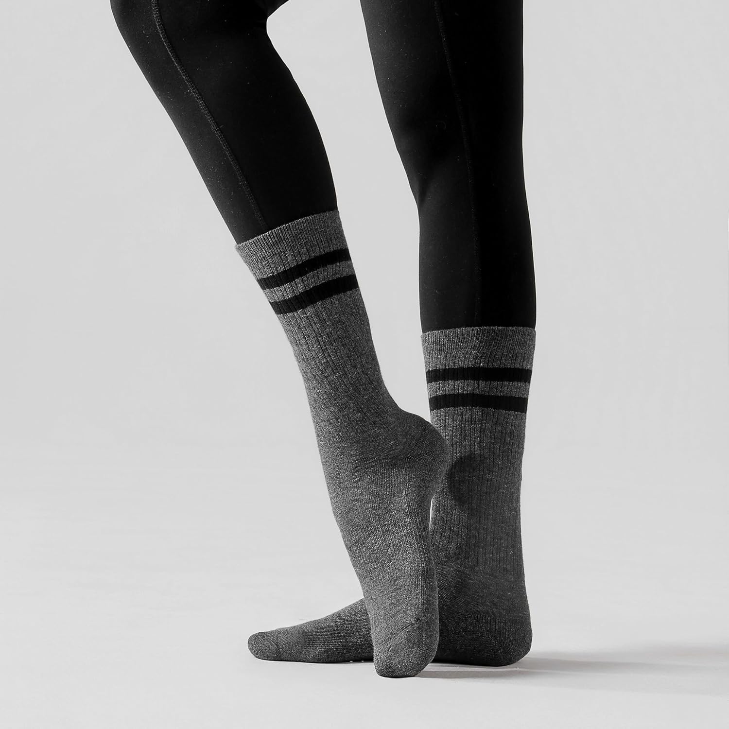 Womens Striped Socks Cotton Athletic Running Chioned Calf Socks Casual School Style 3 Pairs - Image 2