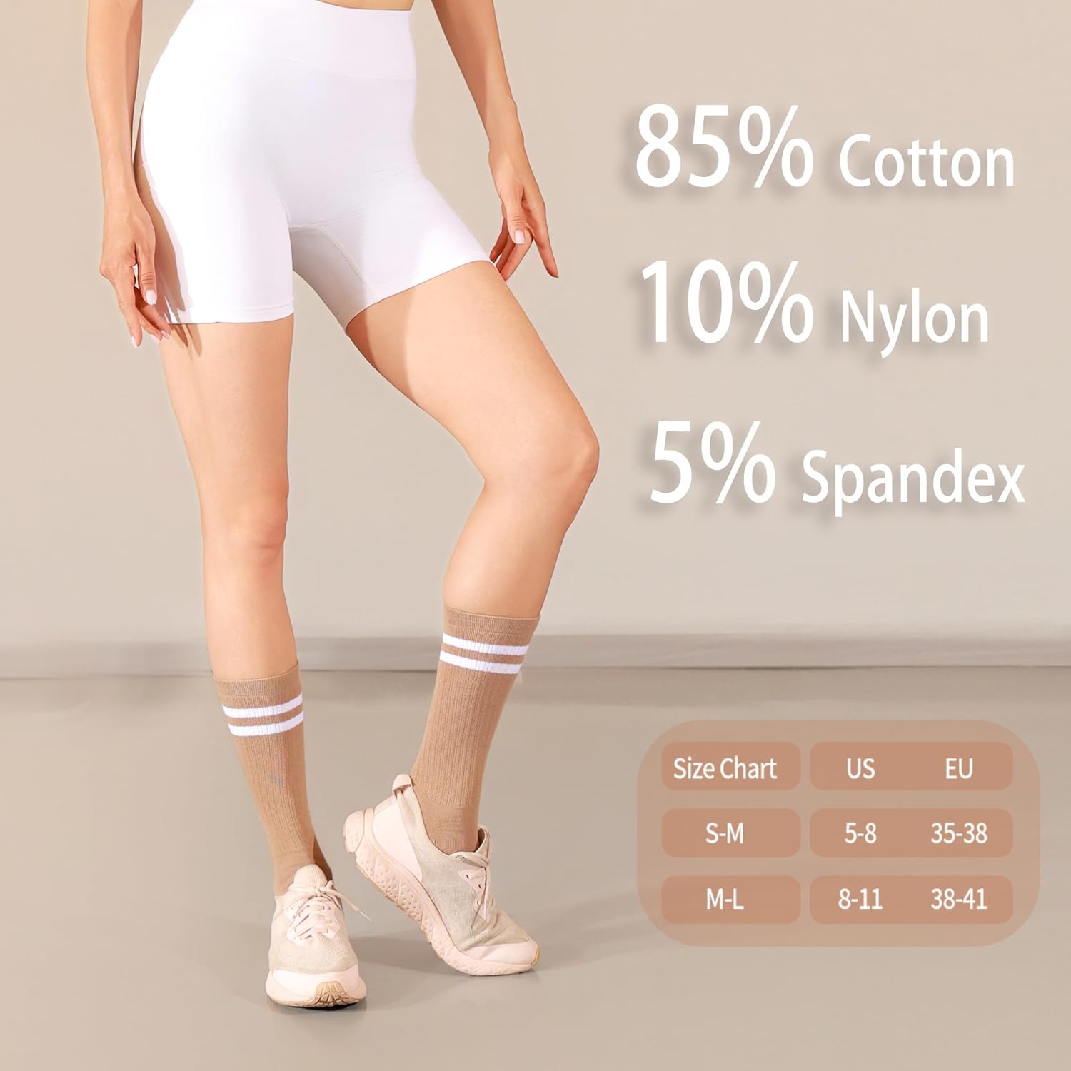 Womens Striped Socks Cotton Athletic Running Chioned Calf Socks Casual School Style 3 Pairs - Image 5