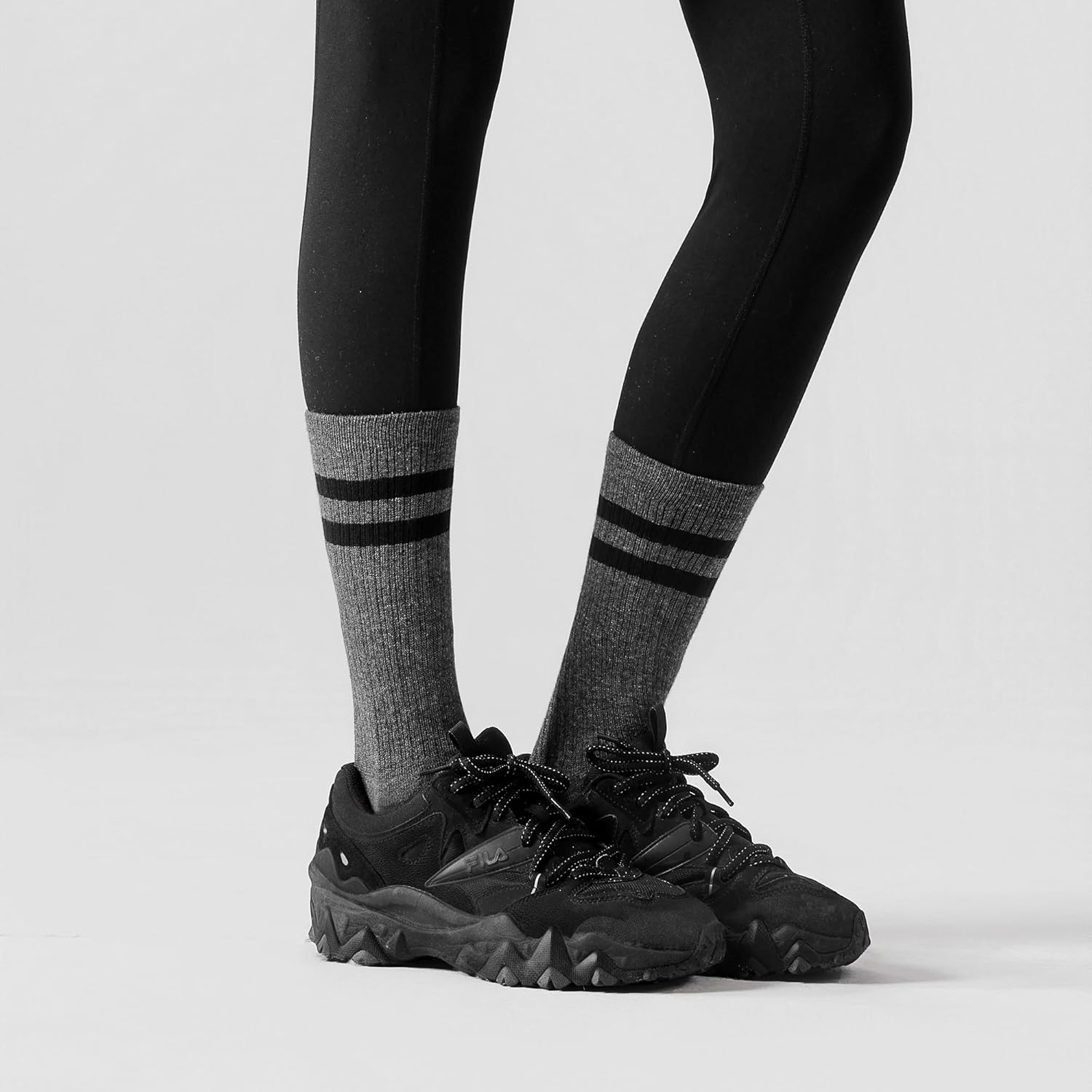 Womens Striped Socks Cotton Athletic Running Chioned Calf Socks Casual School Style 3 Pairs - Image 6