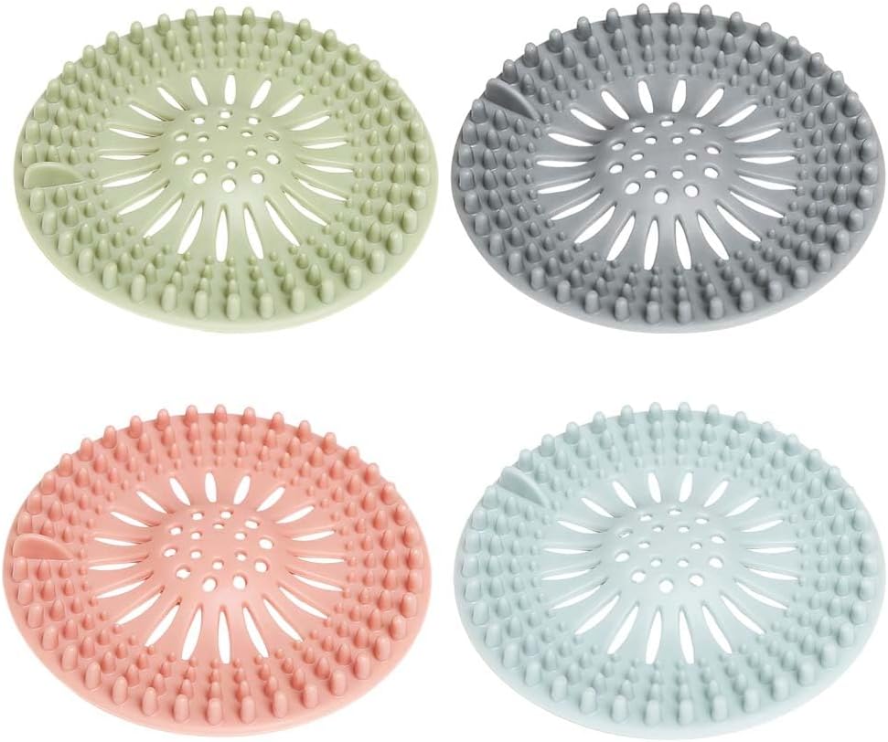 Hair Catcher Shower Drain, Silicone Sink Drain Strainer, Durable Easy Clean Drain Covers for Sink, Kitchen, Bathtub and Bathroom Drains (Set, 4 pcs) - Image 1