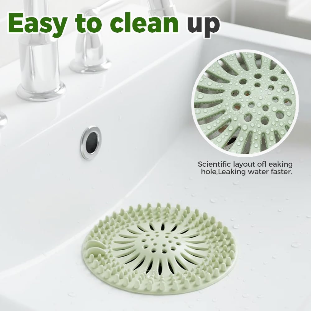 Hair Catcher Shower Drain, Silicone Sink Drain Strainer, Durable Easy Clean Drain Covers for Sink, Kitchen, Bathtub and Bathroom Drains (Set, 4 pcs) - Image 4