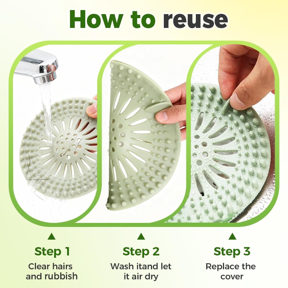 Hair Catcher Shower Drain, Silicone Sink Drain Strainer, Durable Easy Clean Drain Covers for Sink, Kitchen, Bathtub and Bathroom Drains (Set, 4 pcs) - Image 5
