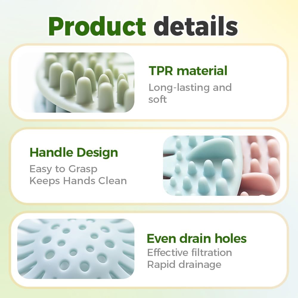 Hair Catcher Shower Drain, Silicone Sink Drain Strainer, Durable Easy Clean Drain Covers for Sink, Kitchen, Bathtub and Bathroom Drains (Set, 4 pcs) - Image 6