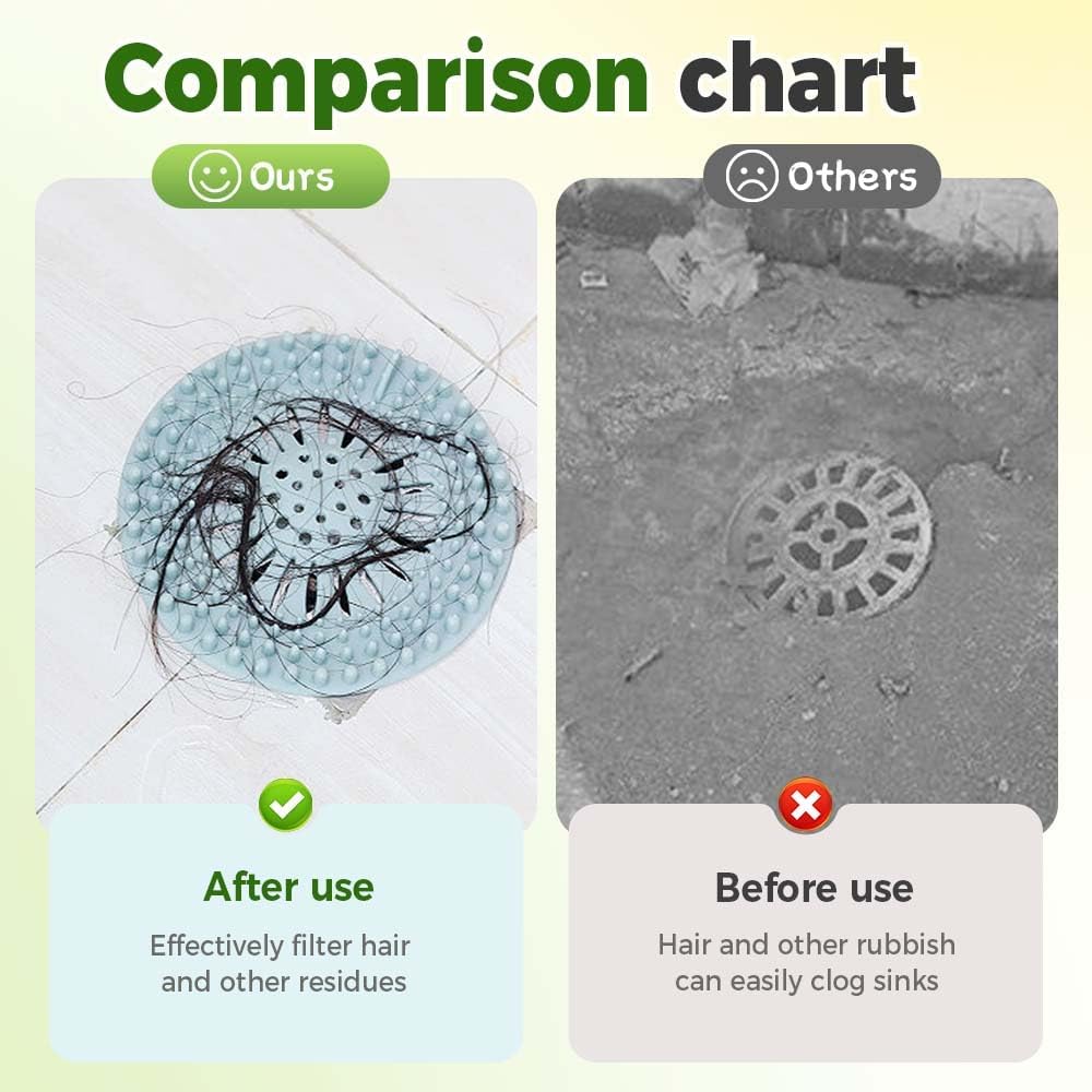 Hair Catcher Shower Drain, Silicone Sink Drain Strainer, Durable Easy Clean Drain Covers for Sink, Kitchen, Bathtub and Bathroom Drains (Set, 4 pcs) - Image 7