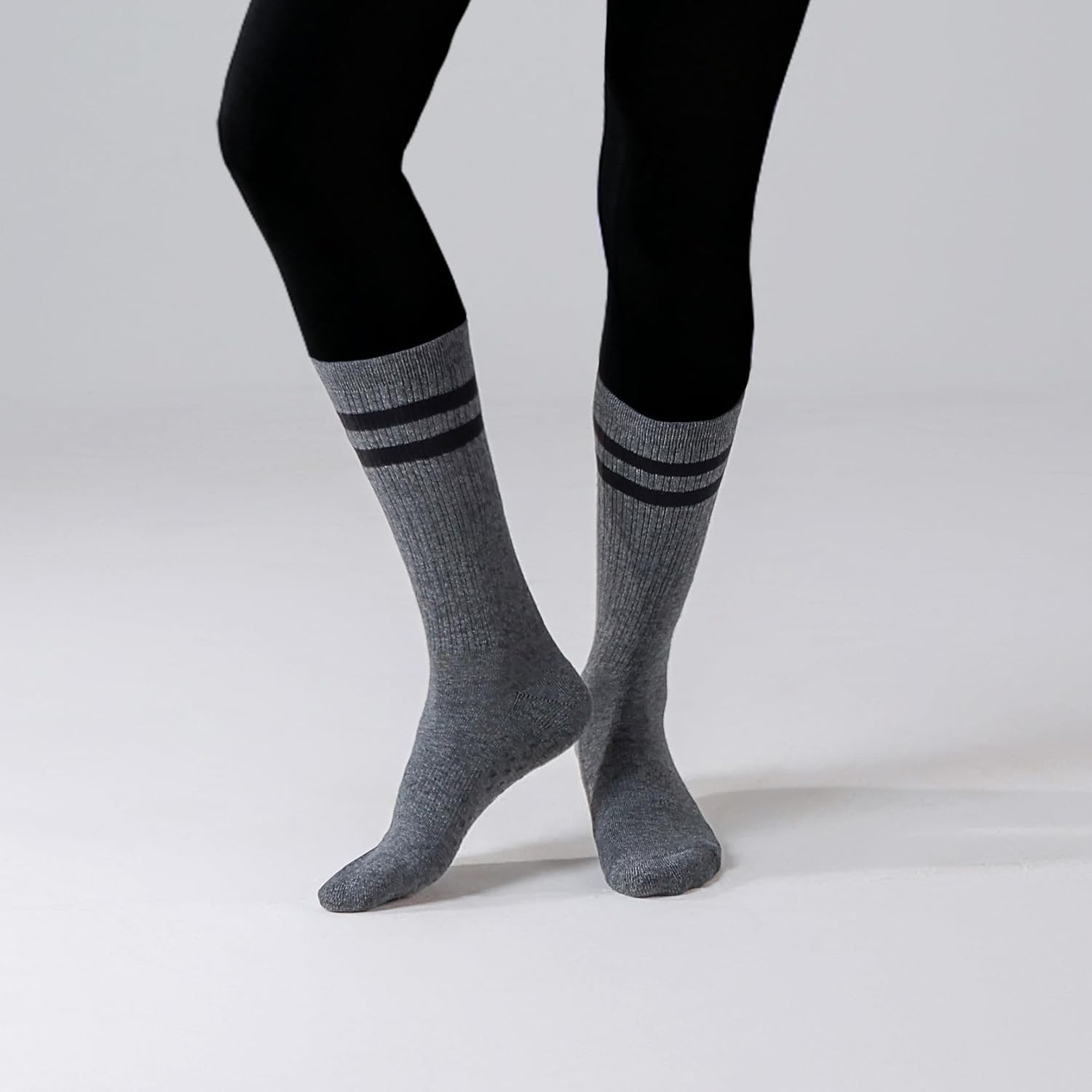 Pilates Grip Socks for Women,Striped Yoga Non Slip Chioned Long Socks for Barre, Dance, Workout 3 Pairs - Image 2