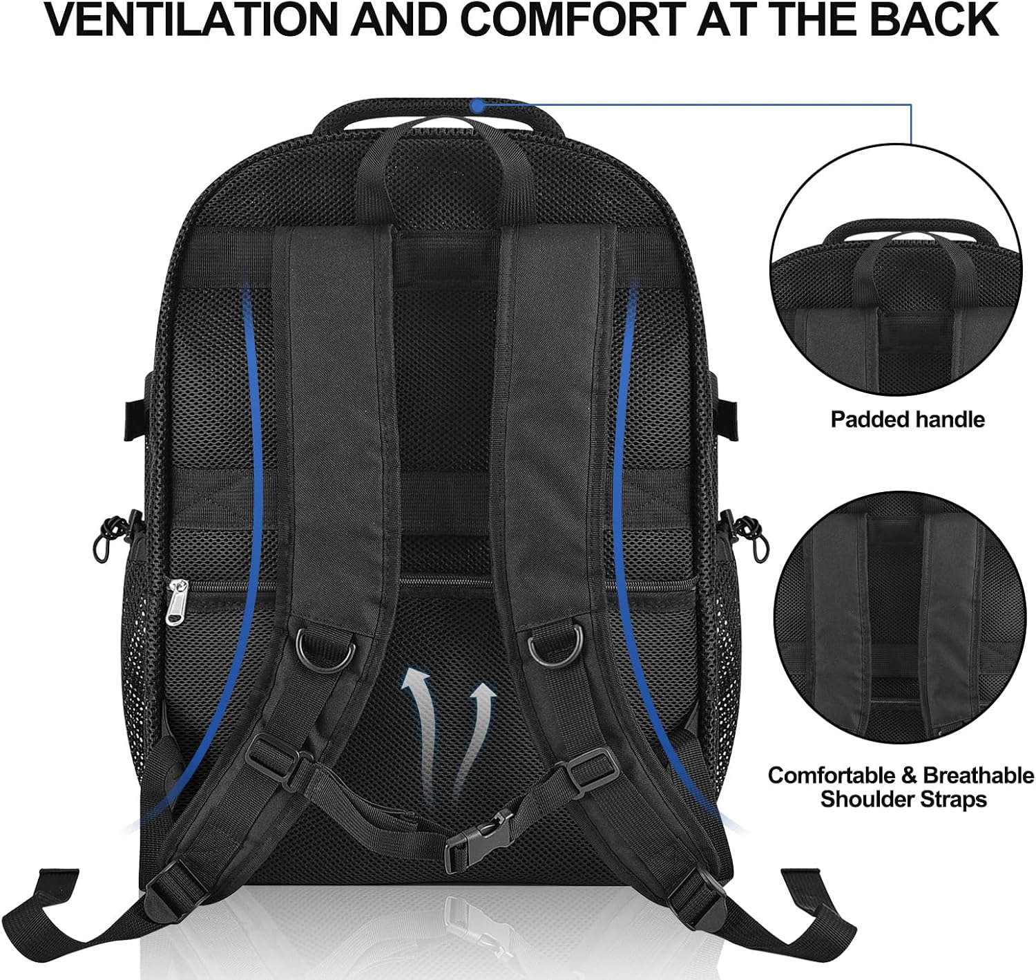 Heavy Duty X-Large Mesh Backpacks for Adults,Semi-Transparent college Backpacks with Rain cover for School, Beach, and Travel (X-Large) - Image 4