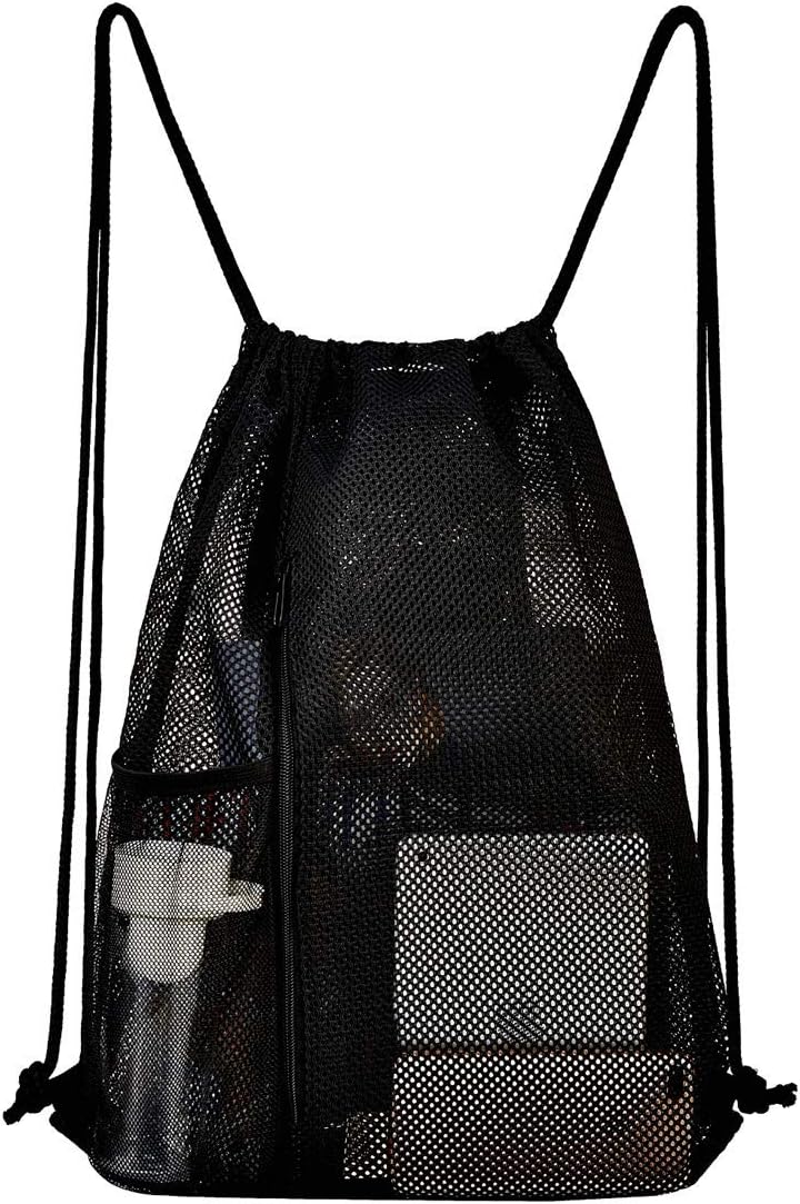Heavy Duty Mesh Drawstring bag for Soccer Ball，Beach Toys -Drawstring Backpack Sports Gym Bag - Image 1