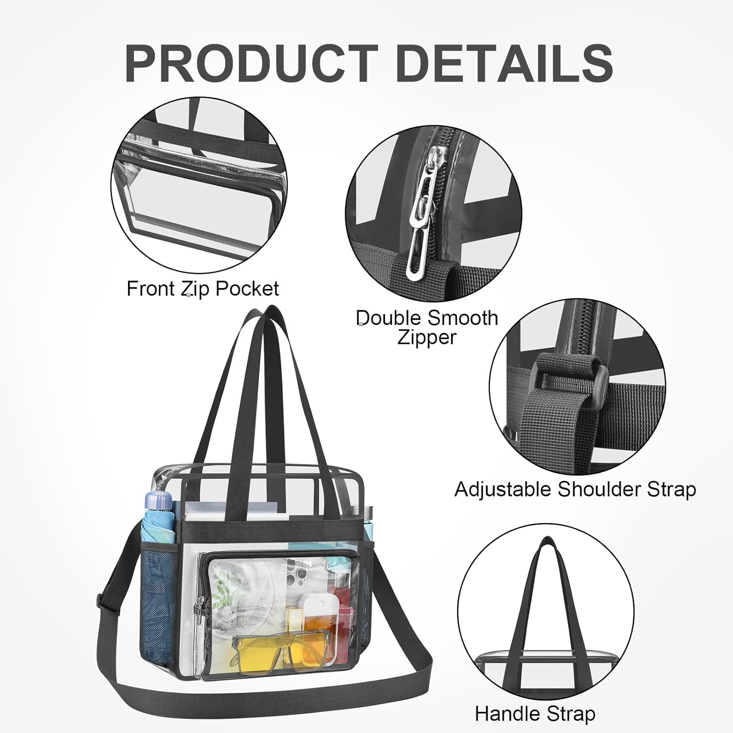 Clear Bag for Stadium Events, 12x6x12 Transparent Stadium Messenger Bag for Concerts, Work, Sports Games, Gym - Image 3