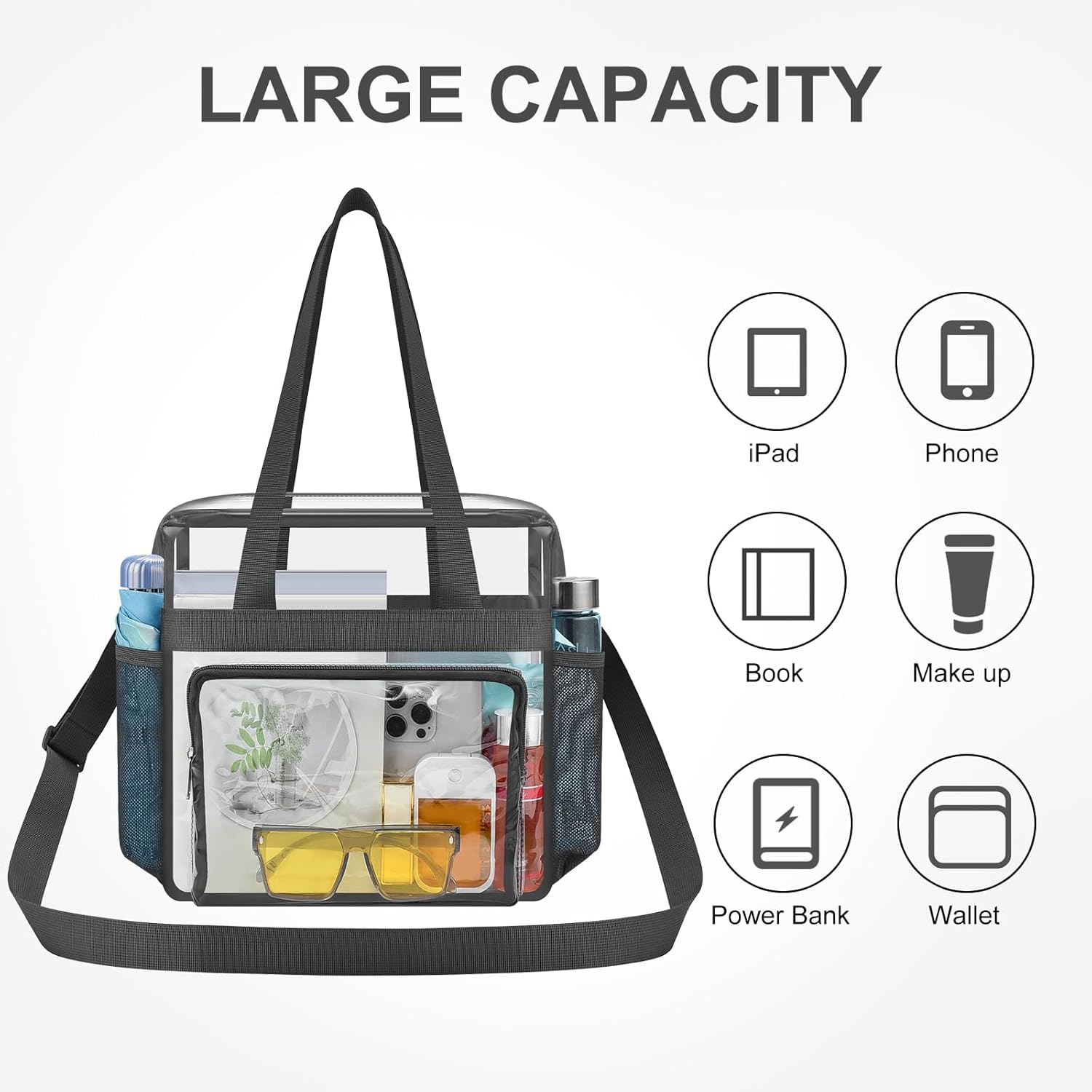 Clear Bag for Stadium Events, 12x6x12 Transparent Stadium Messenger Bag for Concerts, Work, Sports Games, Gym - Image 4