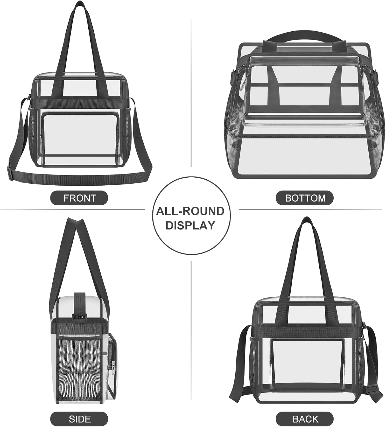 Clear Bag for Stadium Events, 12x6x12 Transparent Stadium Messenger Bag for Concerts, Work, Sports Games, Gym - Image 5