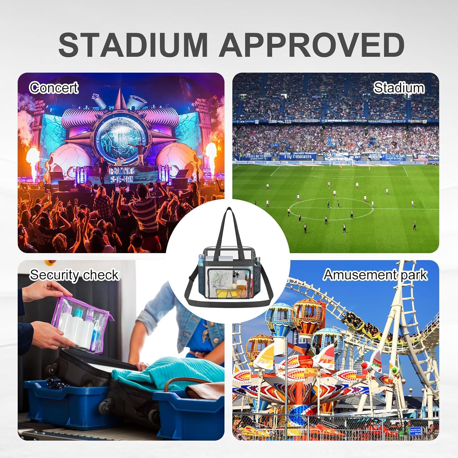 Clear Bag for Stadium Events, 12x6x12 Transparent Stadium Messenger Bag for Concerts, Work, Sports Games, Gym - Image 6