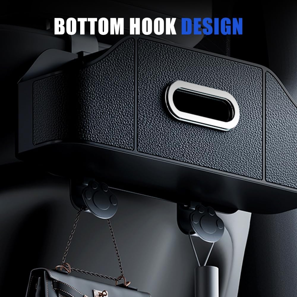 Multifunctional Car Back Seat Storage Organize with Tissue Holder, 2 Cup Holders and Purse Hooks, For Phones, Snacks, Drinks, Bags, Travel Storage (Orange) - Image 5