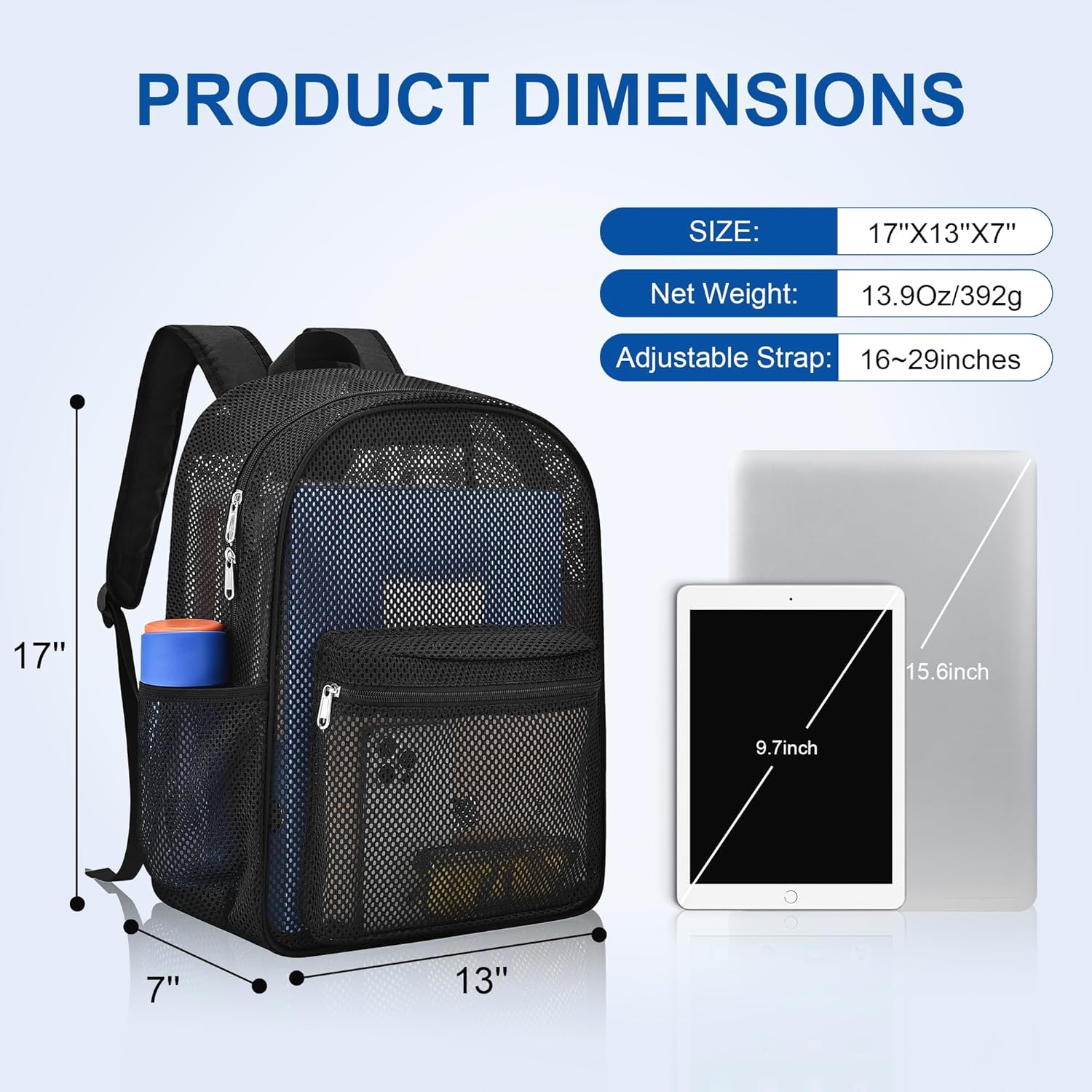 Heavy Duty Semi-Transparent Mesh Backpack，See Through College Student Backpack， - Image 2