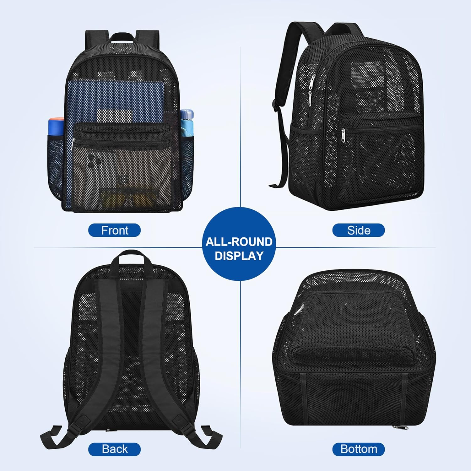 Heavy Duty Semi-Transparent Mesh Backpack，See Through College Student Backpack， - Image 4