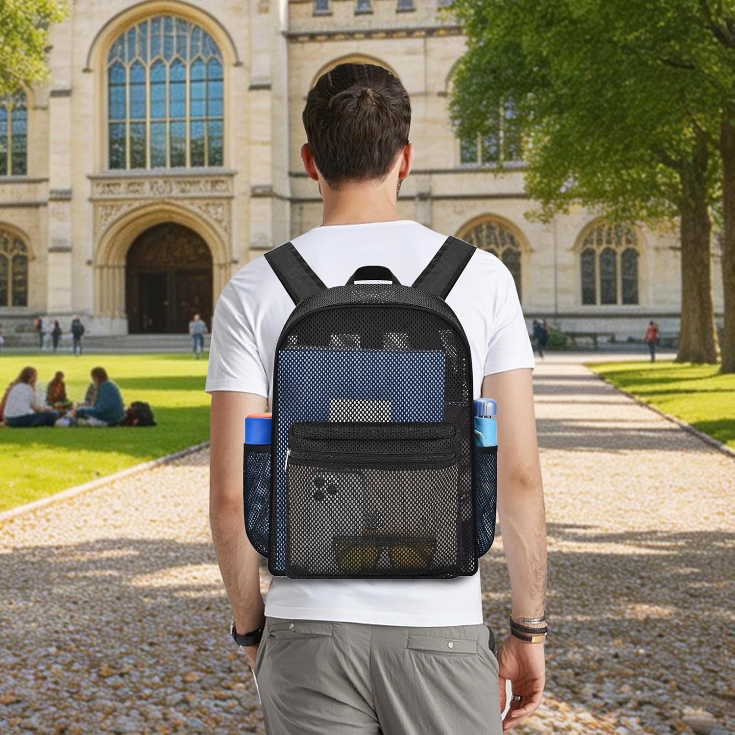 Heavy Duty Semi-Transparent Mesh Backpack，See Through College Student Backpack， - Image 5