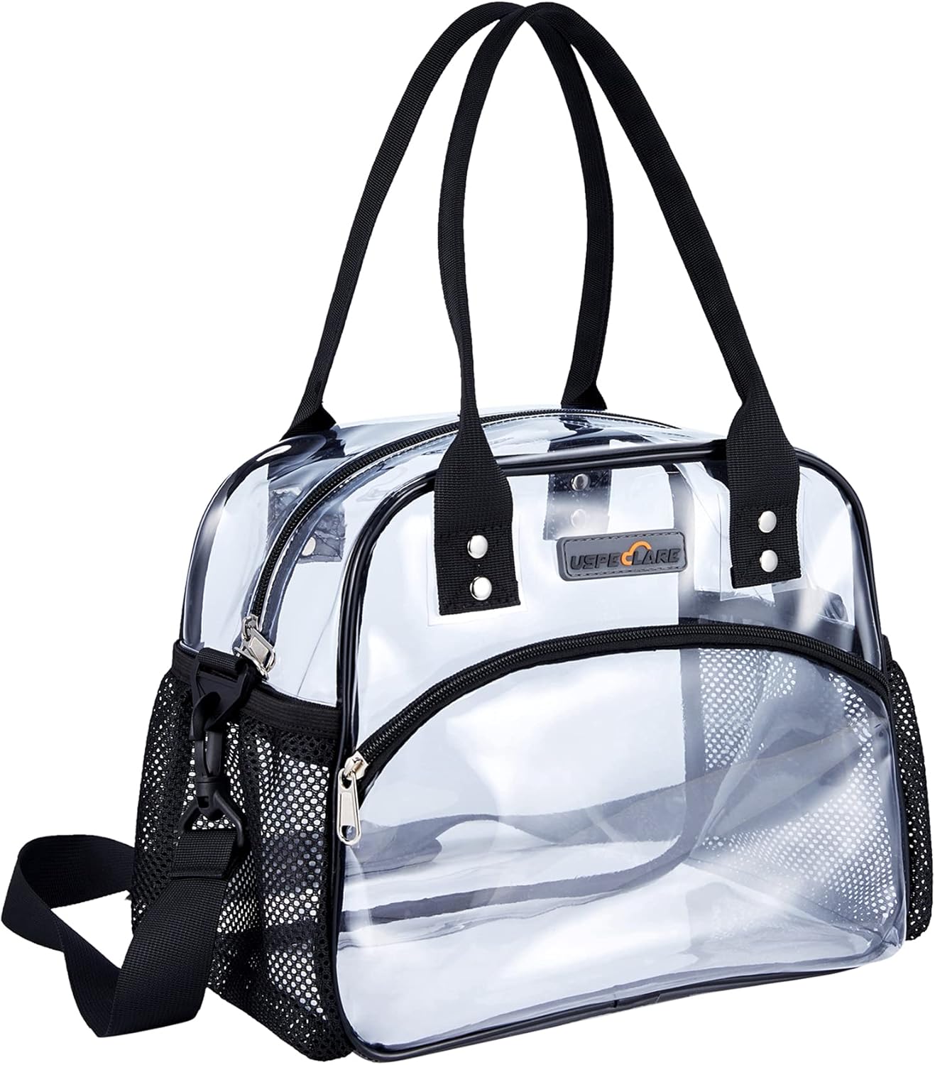 Clear Multi-purpose Tote Bag, Transparent Lunch Bag with Removable Bottom Board, Adjtable Shoulder Strap, Stadium Approved, 12 * 9.8 * 6 Inches, 4.97L, Clear PVC, Hand Wash - Image 1