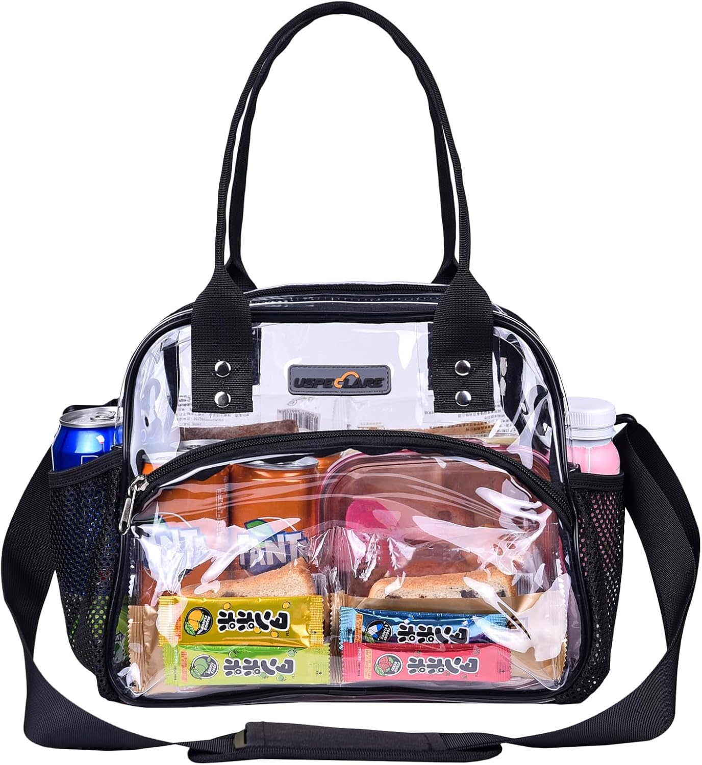 Clear Multi-purpose Tote Bag, Transparent Lunch Bag with Removable Bottom Board, Adjtable Shoulder Strap, Stadium Approved, 12 * 9.8 * 6 Inches, 4.97L, Clear PVC, Hand Wash - Image 5
