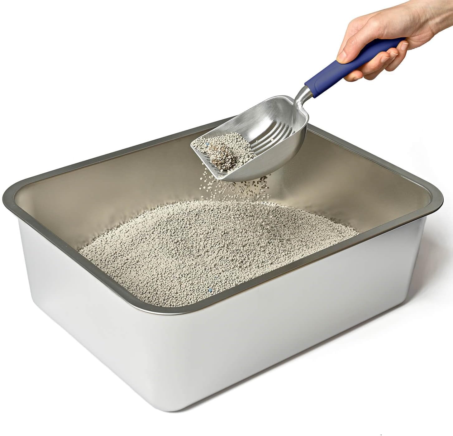 Stainless Steel Cat Litter Box, High Sides Kitten Toilet, Top Open Pet Tray, Non-Stick, Odorless, Rt-Resistant, Easy-Clean Pan, Silver Box (24x16x6 Inch) - Image 6