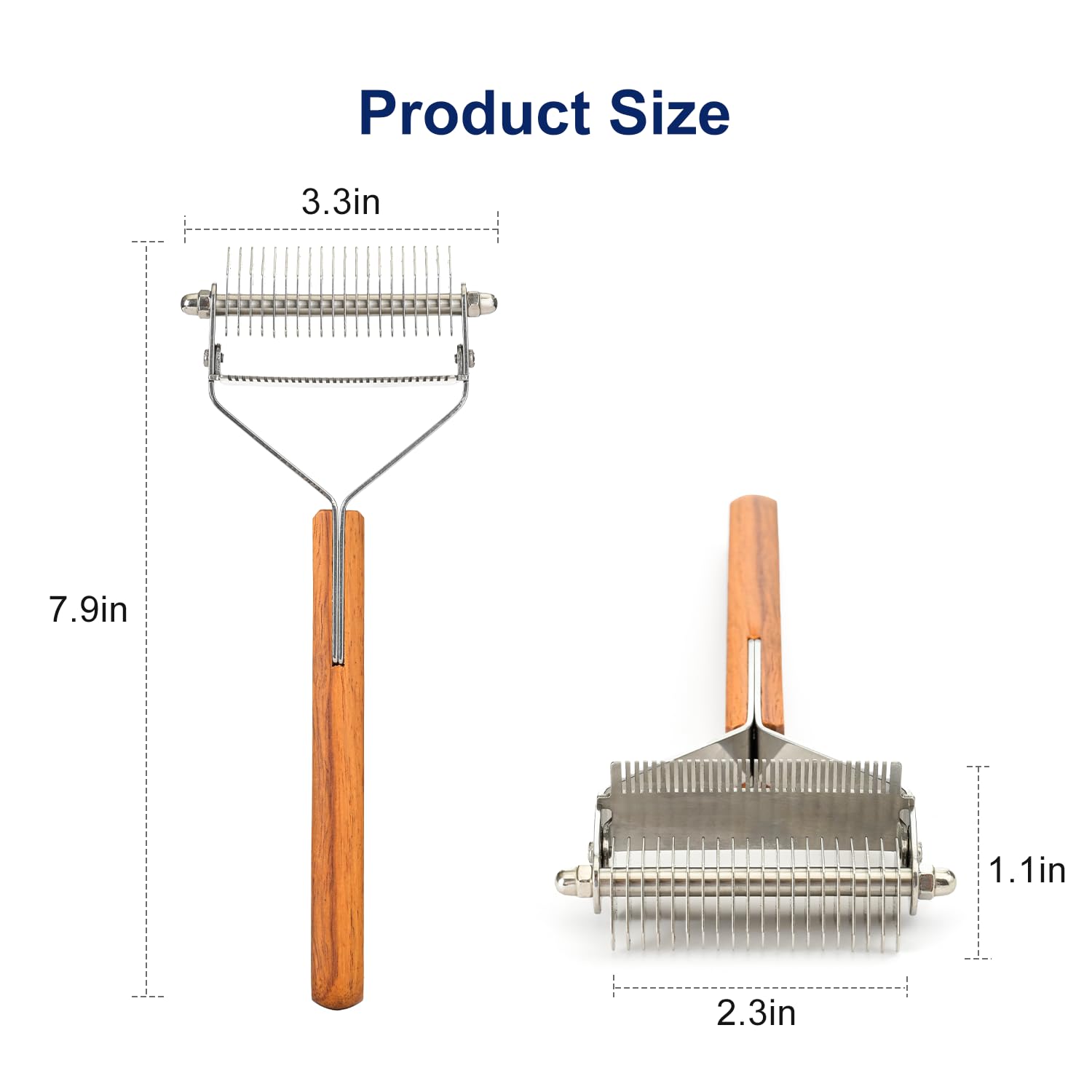 2-in-1 Dematting Comb & Shedding Brh, Undercoat Rake Grooming Tool with Wooden Handle for Dogs & Cats - Easily Removes Mats, Tangles, and Loose Hair - Image 3