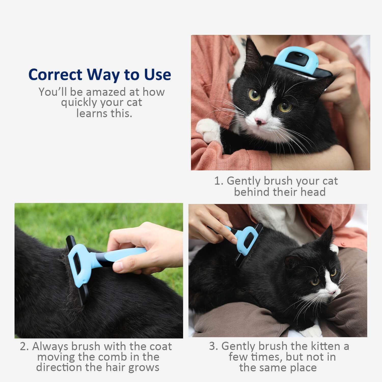 Cat Dog Shedding Tool, Pet Deshedding Brh, Professional Grooming for Short Medium Long Hair Cats and Dogs, Effectively Reduce Shedding by Up to 95%, Light Blue & Black - Image 4
