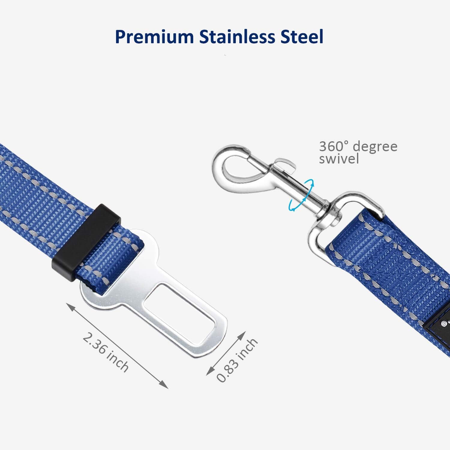 Dogs Cats Car Seat Belts, 2 Packs, Vehicle Harness, Pets Safety Seatbelts, Elastic, Adjtable, Compatibility, Durable Nylon, Paw safe, Tangle Free Black & Blue - Image 2